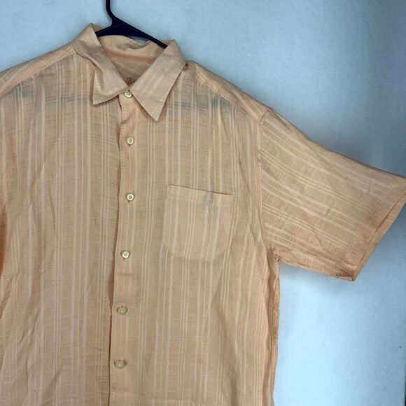 Tommy Bahama 100% Linen Light Pink Button Down Polo Mens Size L - Picture 3 of 7